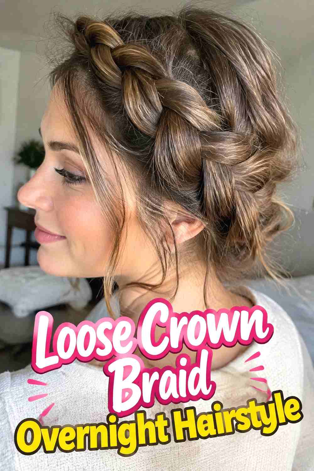11. Loose Crown Braid Overnight Hairstyle