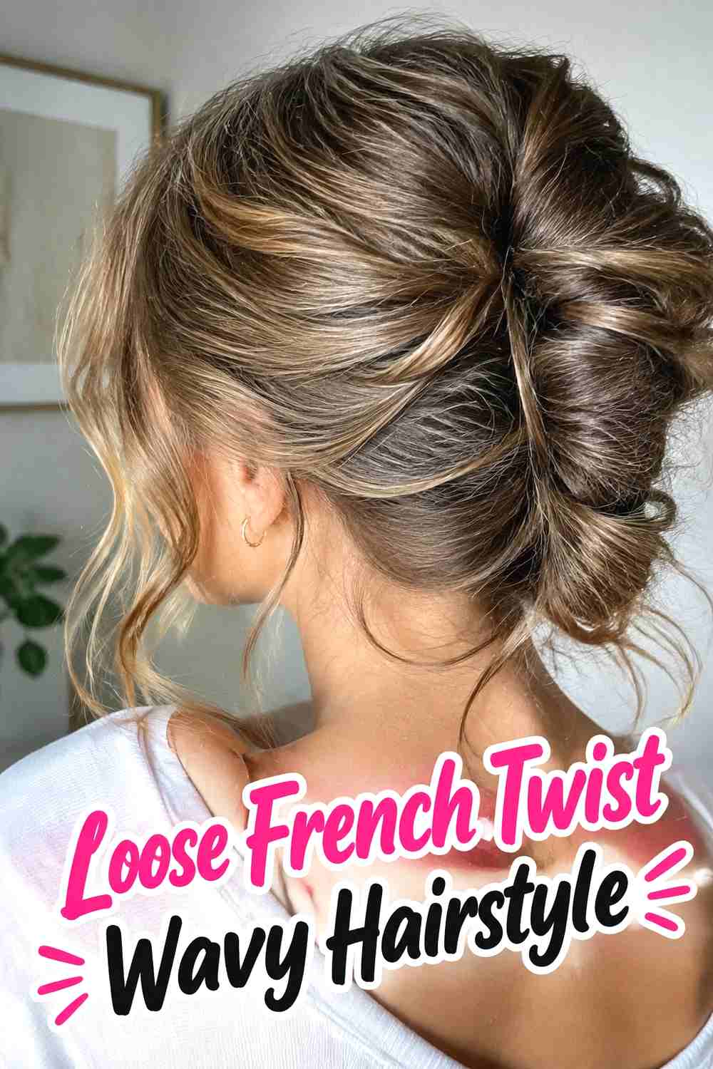 14. Loose French Twist Wavy Hairstyle