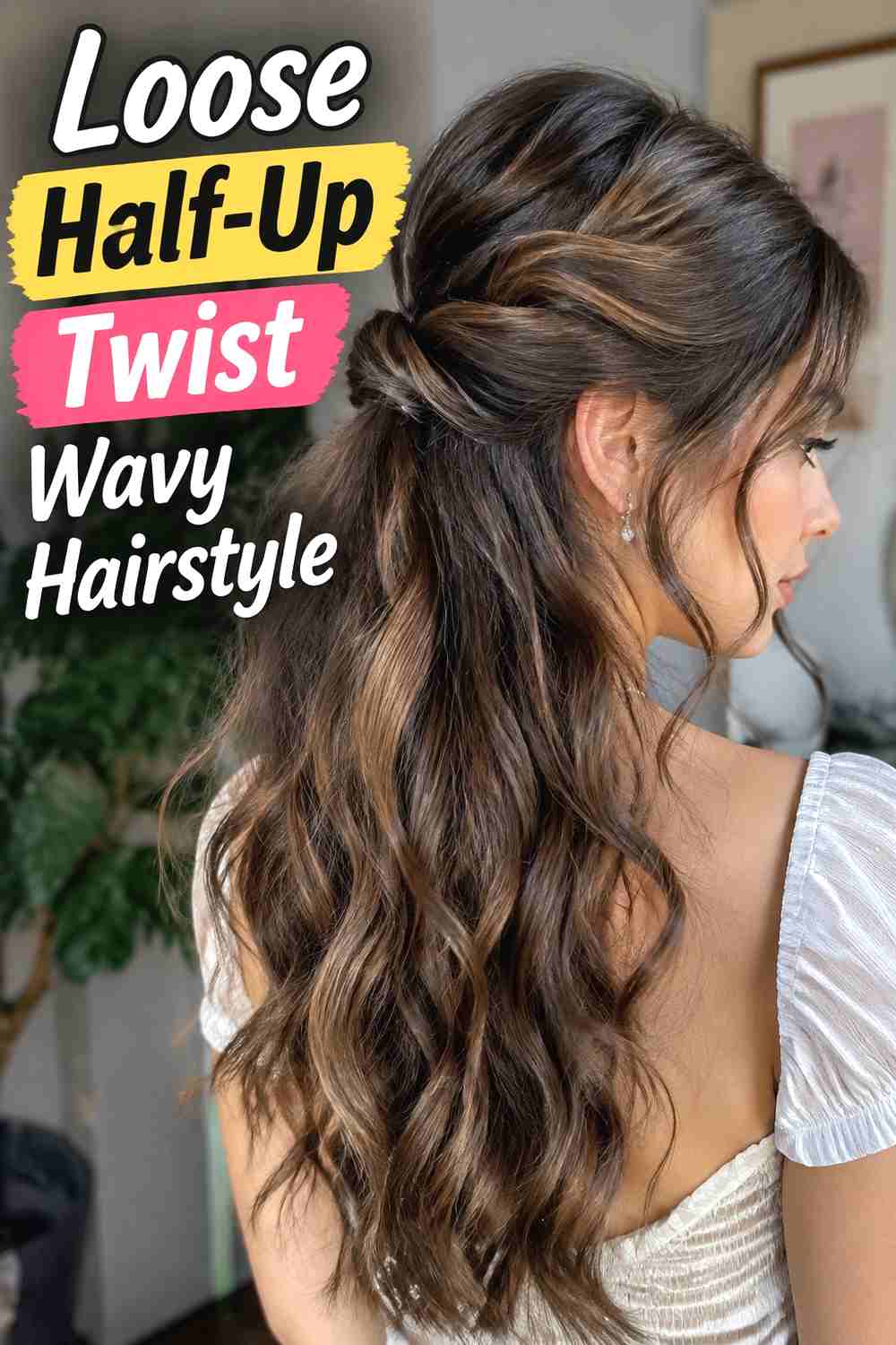 4. Loose Half Up Twist Wavy Hairstyle