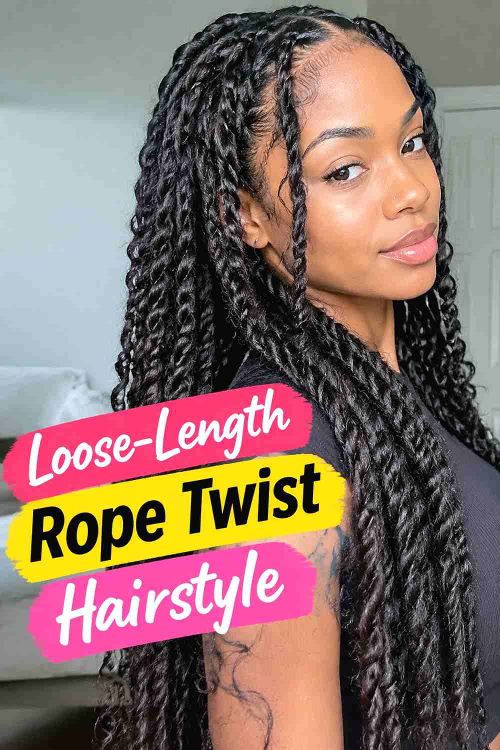8. Loose Length Rope Twist Hairstyle
