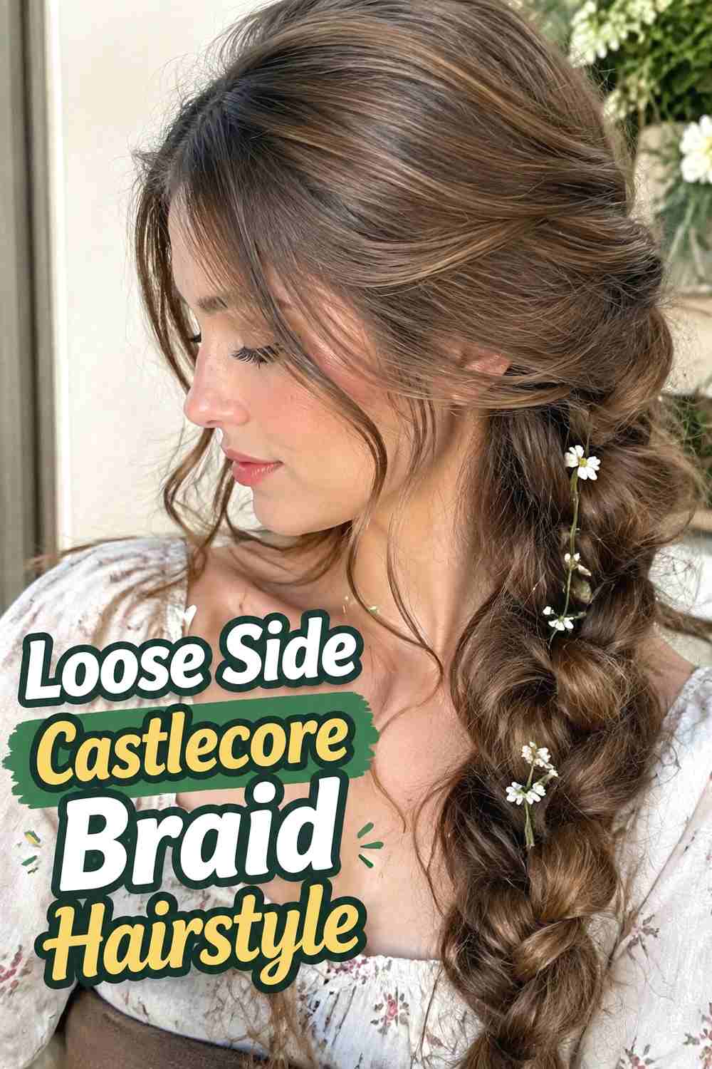 3. Loose Side Castlecore Braid Hairstyle