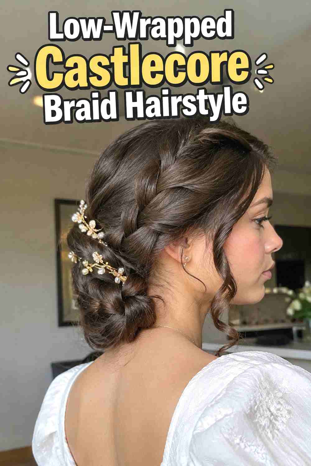 8. Low Wrapped Castlecore Braid Hairstyle
