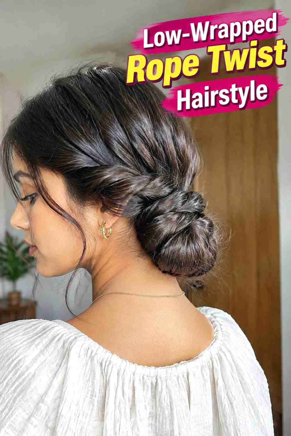 7. Low Wrapped Rope Twist Hairstyle