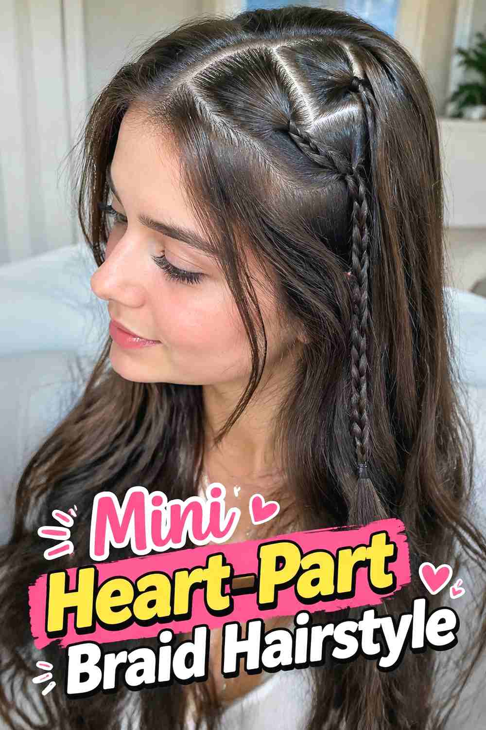 12. Mini Heart Part Braid Hairstyle