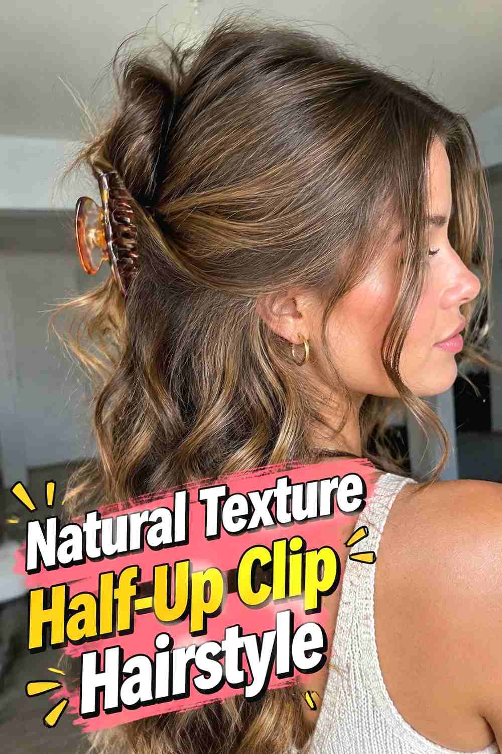 12. Natural Texture Half Up Clip Hairstyle