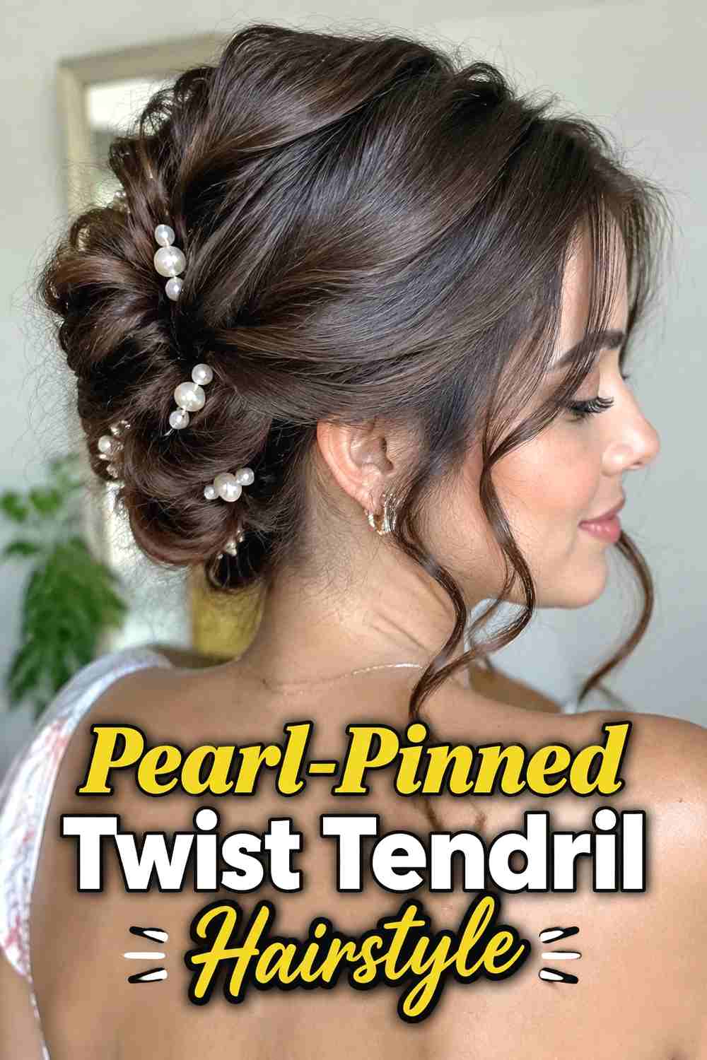 12. Pearl Pinned Twist Tendril Hairstyle