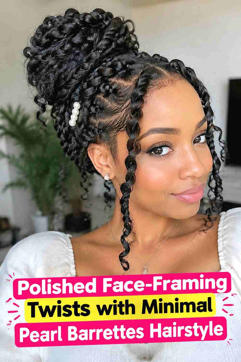 10. Polished Face Framing Twists With Minimal Pearl Barrettes Hairstyle
