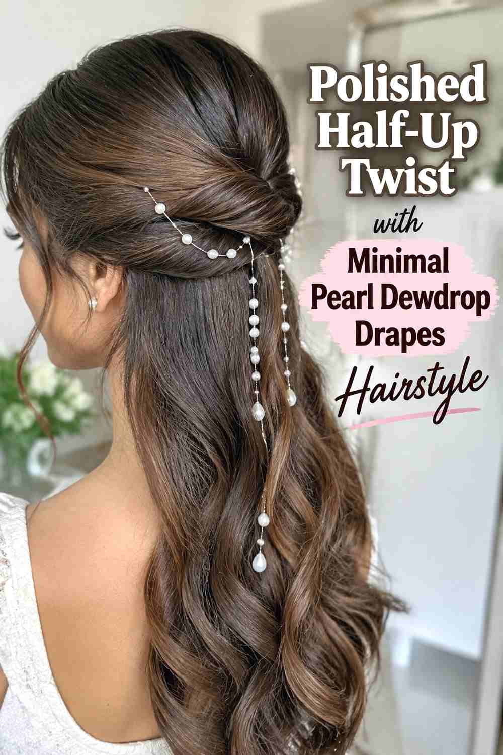 13. Polished Half Up Twist With Minimal Pearl Dewdrop Drapes Hairstyle
