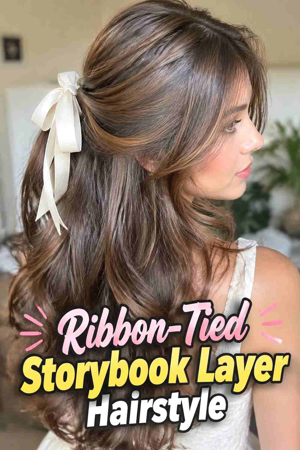 5. Ribbon Tied Storybook Layer Hairstyle