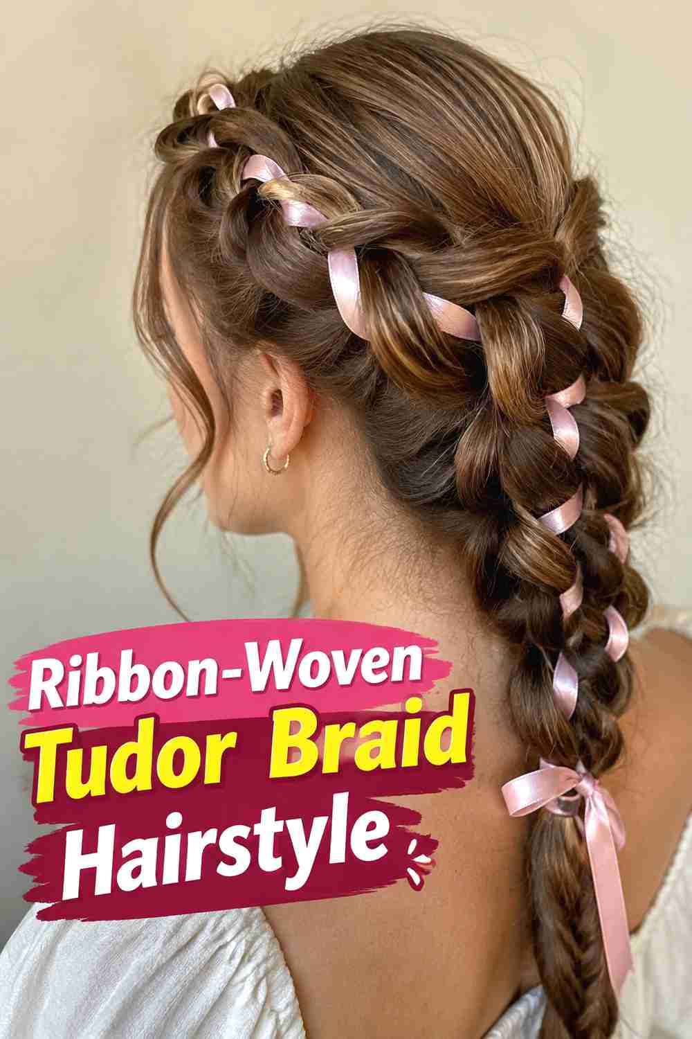 4. Ribbon Woven Tudor Braid Hairstyle