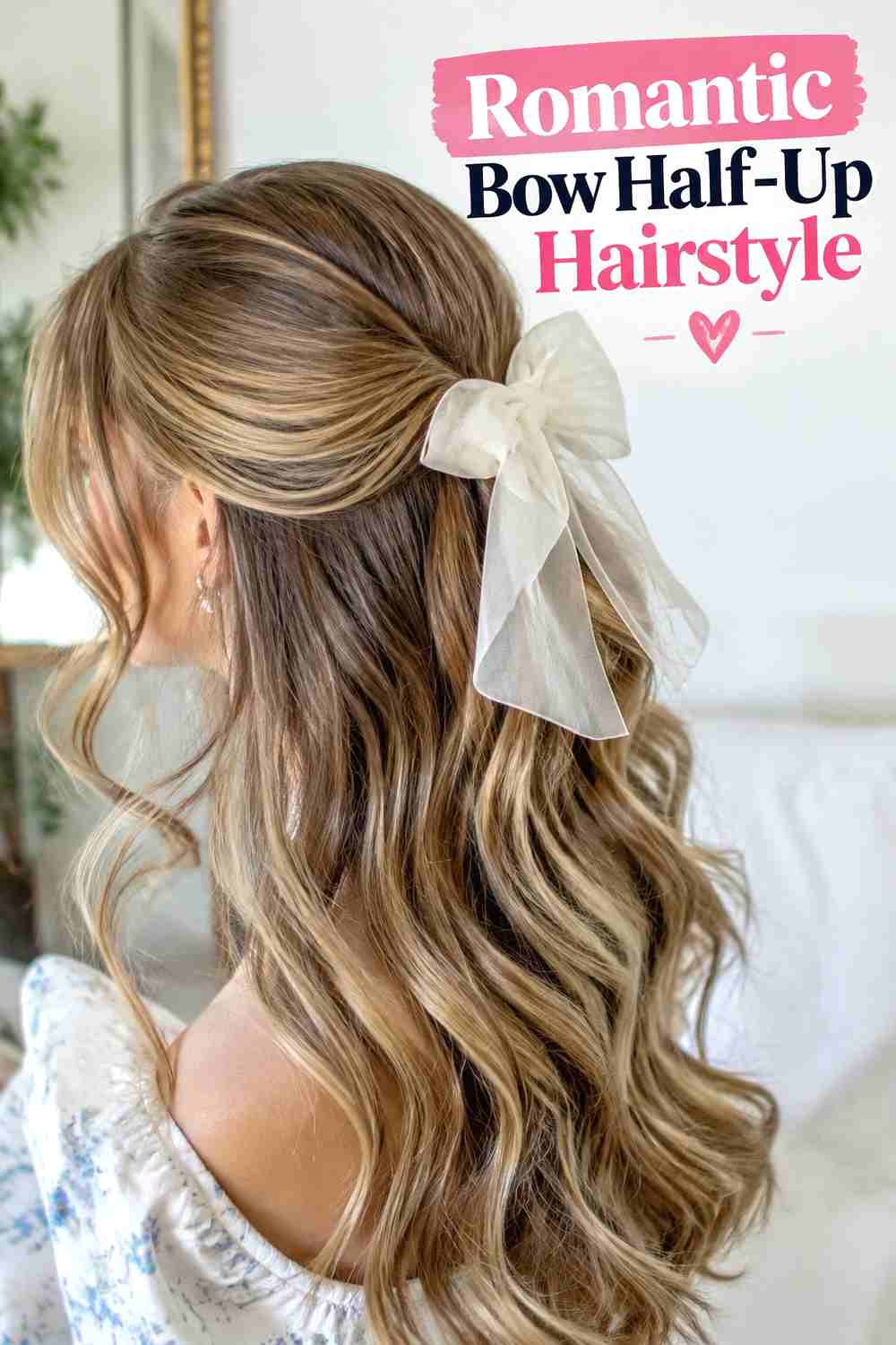 18. Romantic Bow Half Up Hairstyle