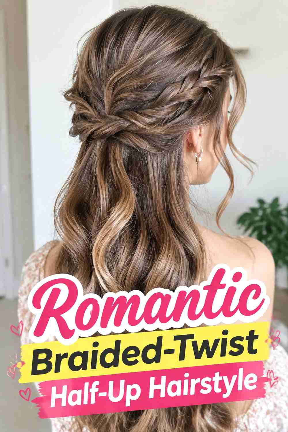 15. Romantic Braided Twist Half Up Hairstyle