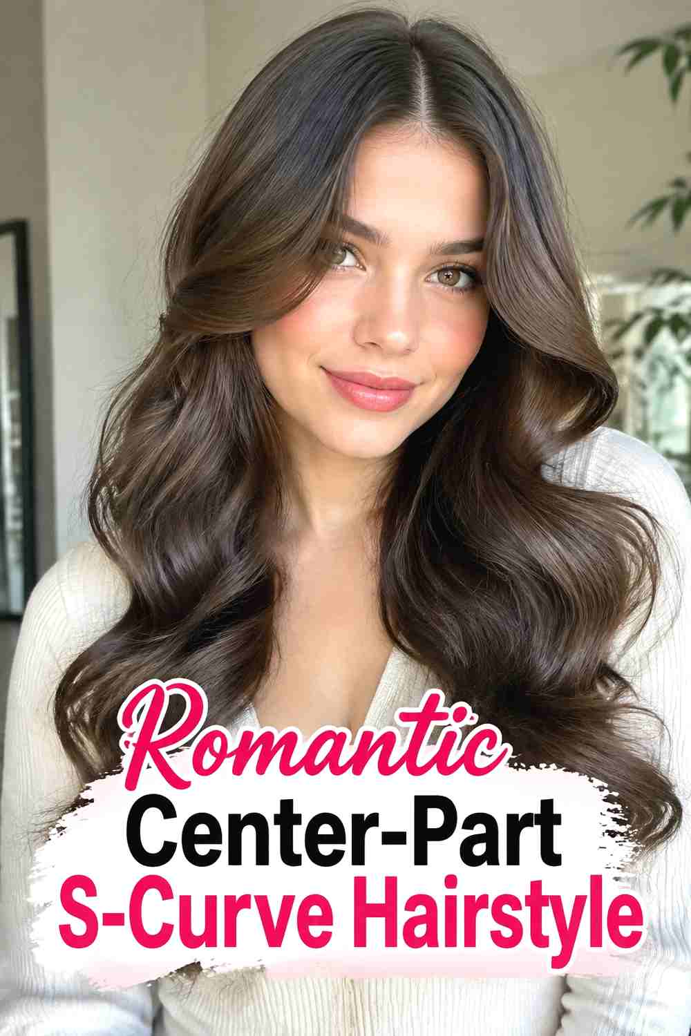 10. Romantic Center Part S Curve Hairstyle