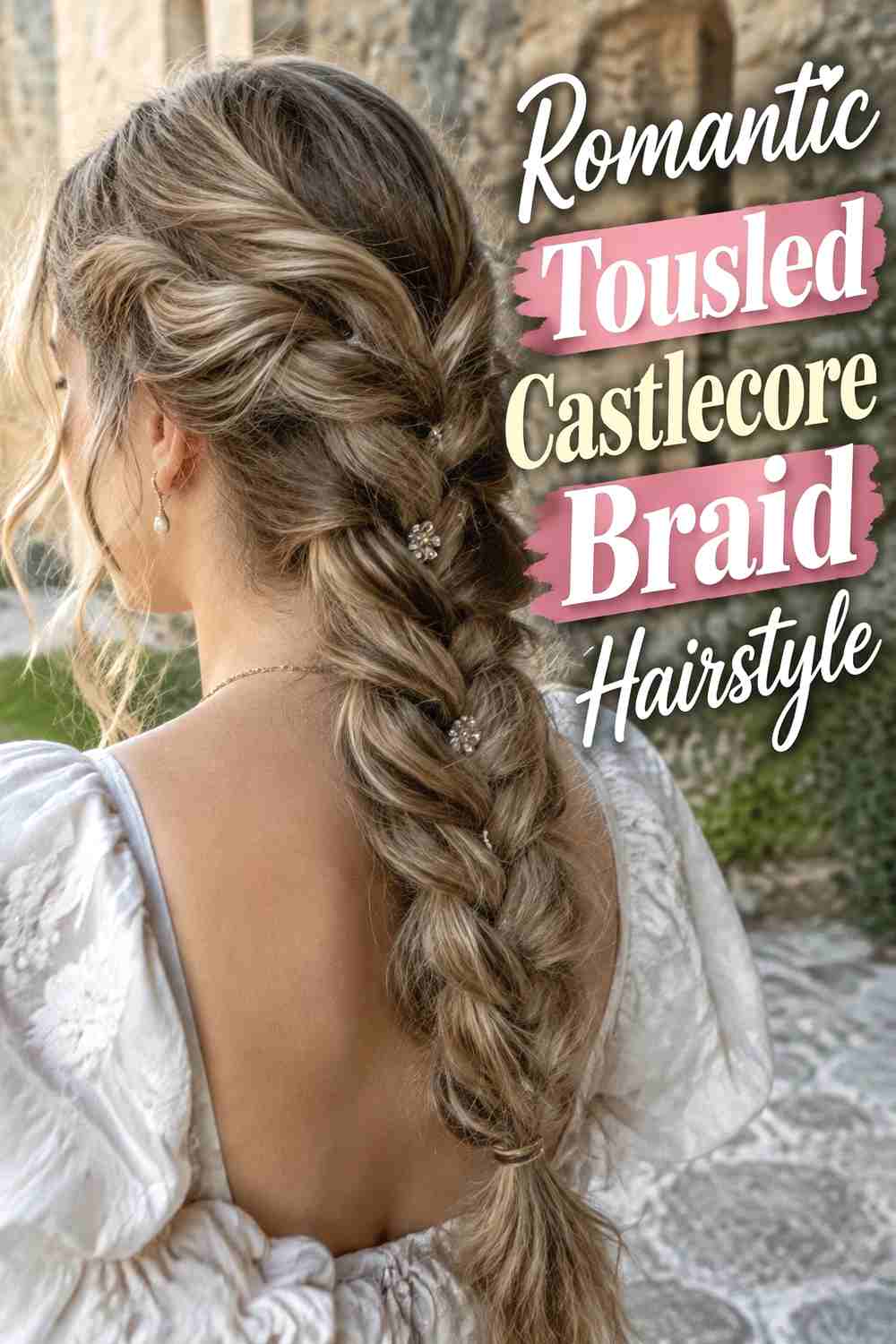 13. Romantic Tousled Castlecore Braid Hairstyle