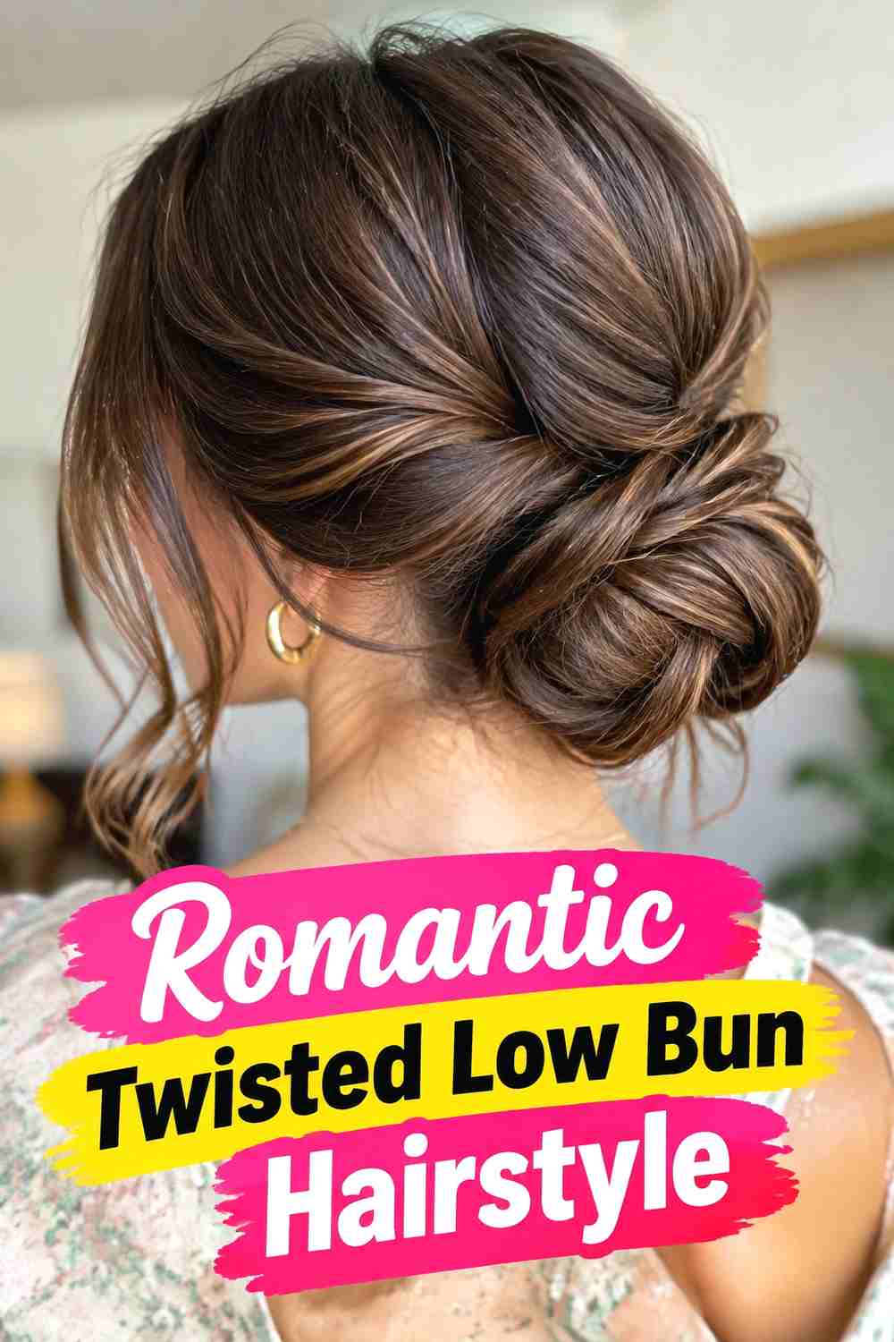 5. Romantic Twisted Low Bun Hairstyle