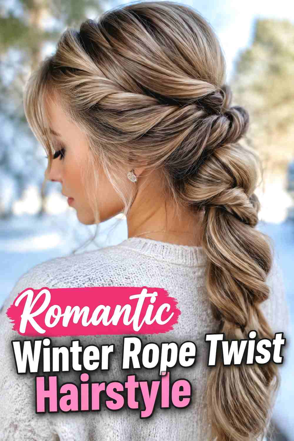 10. Romantic Winter Rope Twist Hairstyle