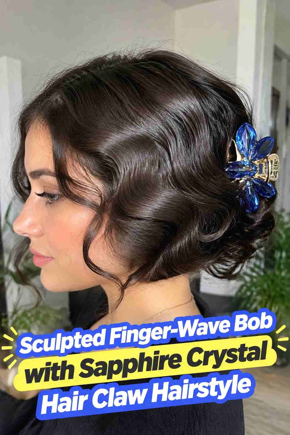 8. Sculpted Finger Wave Bob With Sapphire Crystal Hair Claw Hairstyle