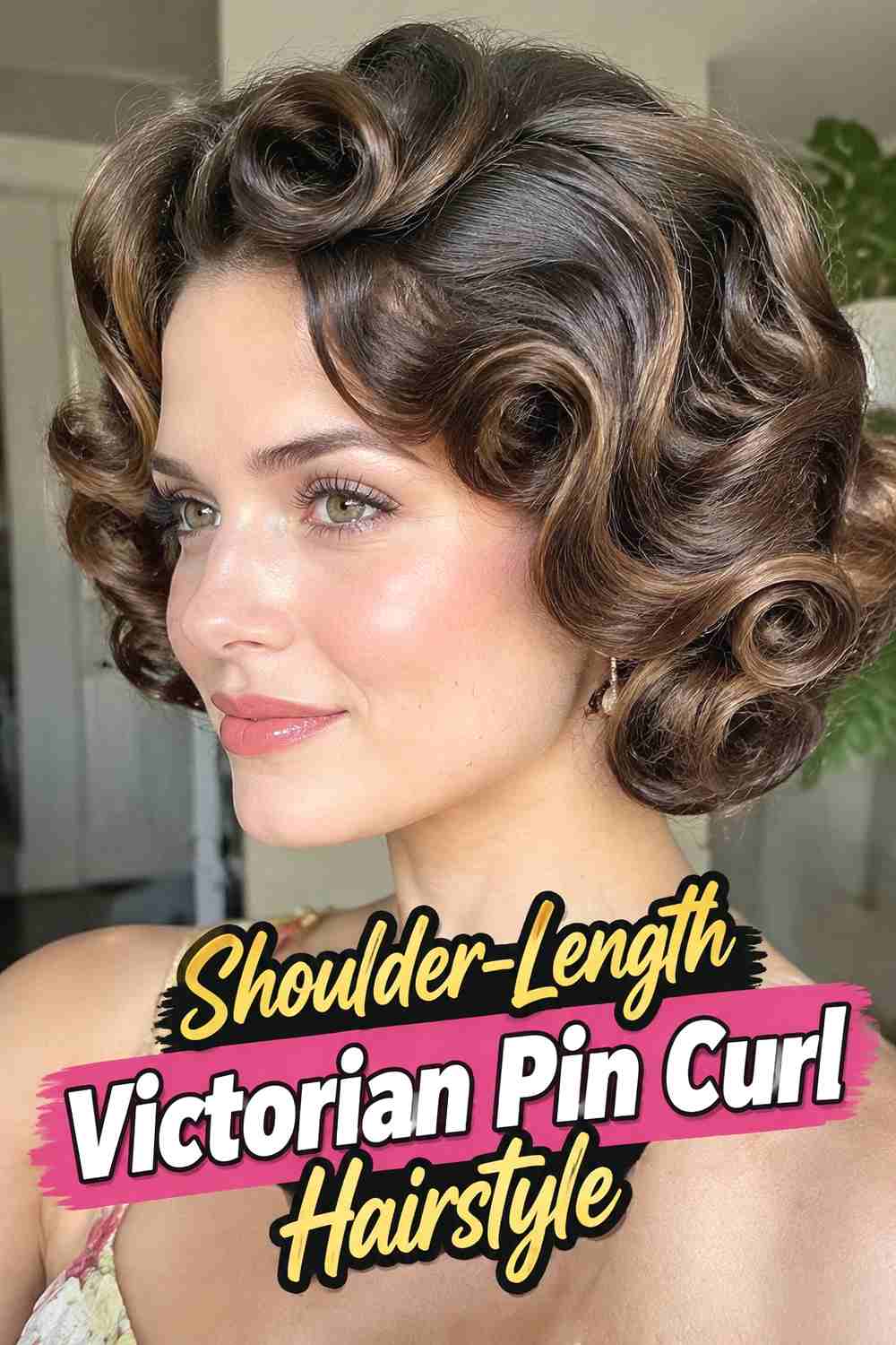 11. Shoulder Length Victorian Pin Curl Hairstyle