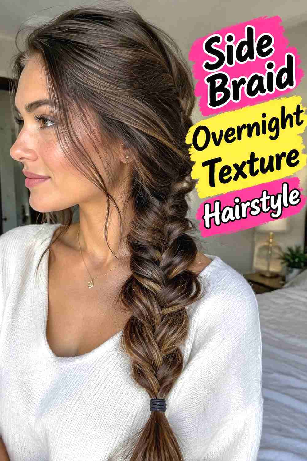 14. Side Braid Overnight Texture Hairstyle