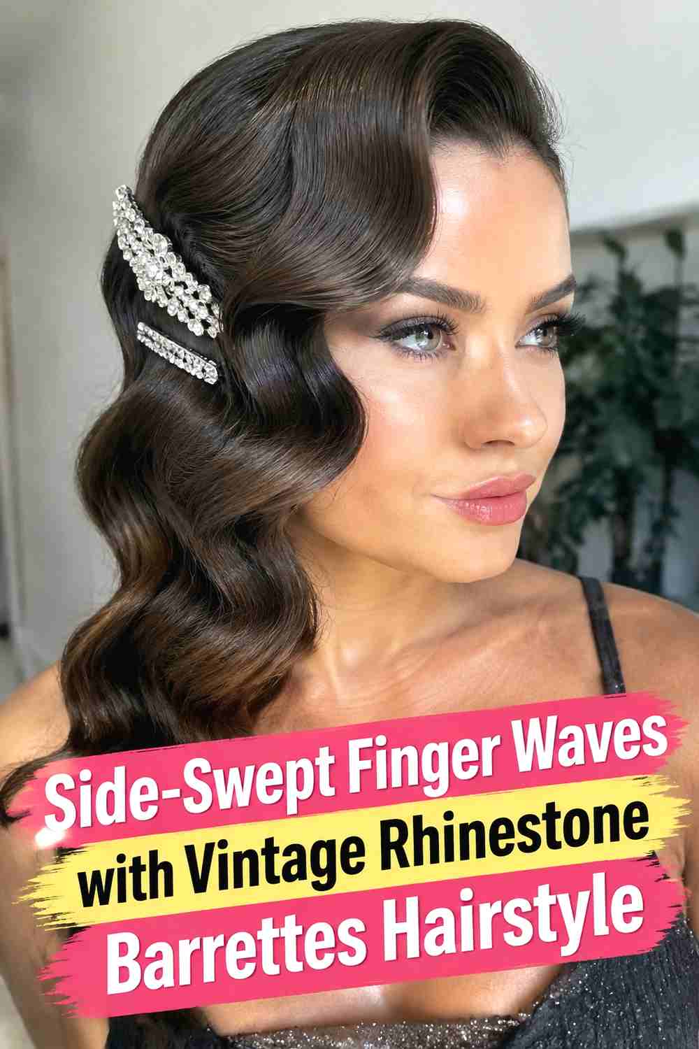 10. Side Swept Finger Waves With Vintage Rhinestone Barrettes Hairstyle