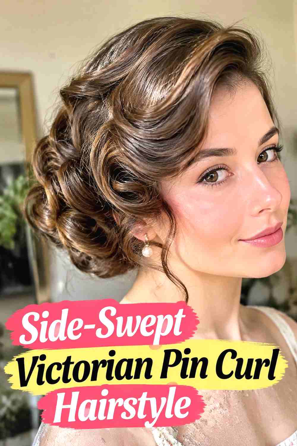 3. Side Swept Victorian Pin Curl Hairstyle