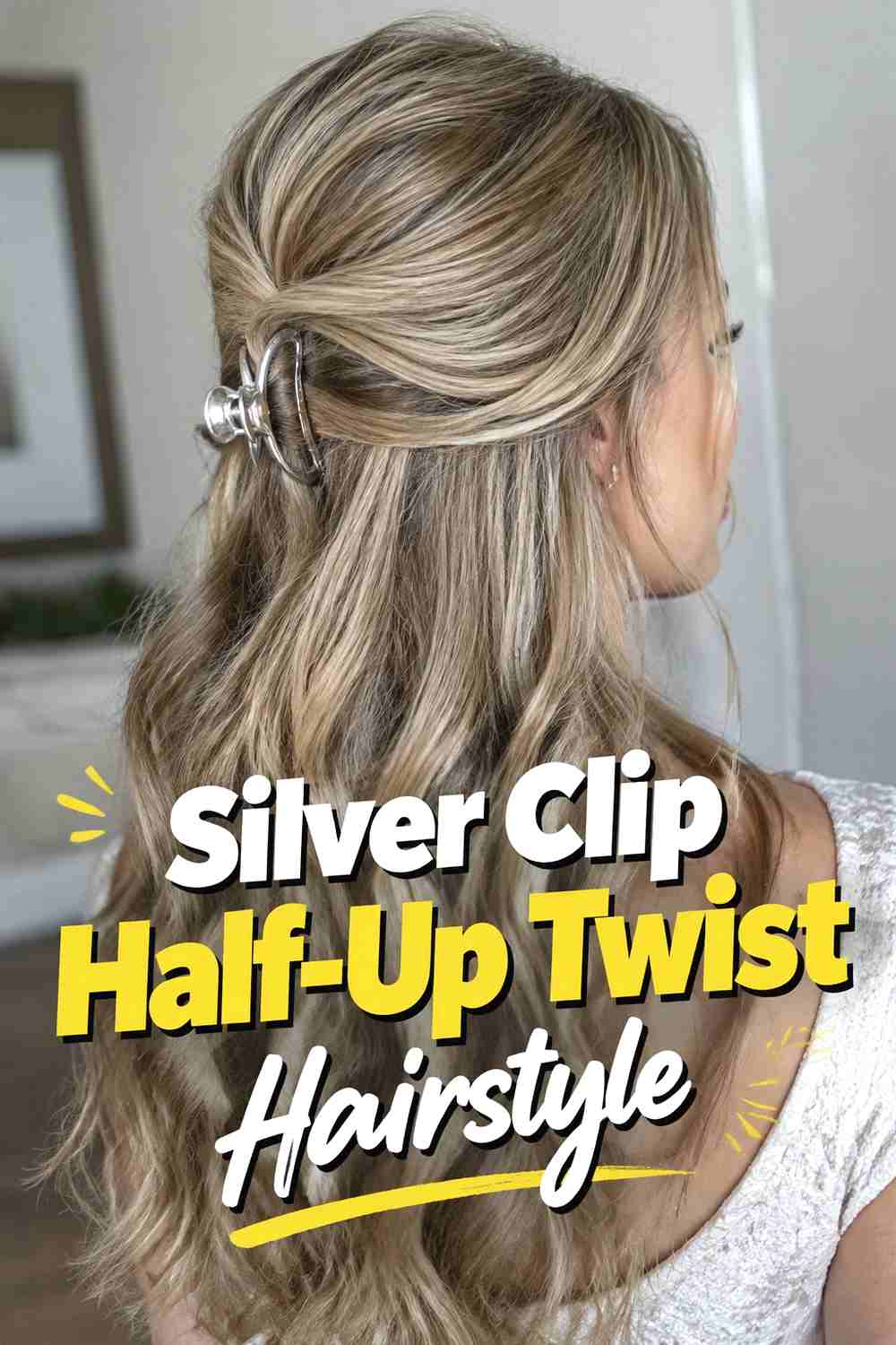 9. Silver Clip Half Up Twist Hairstyle