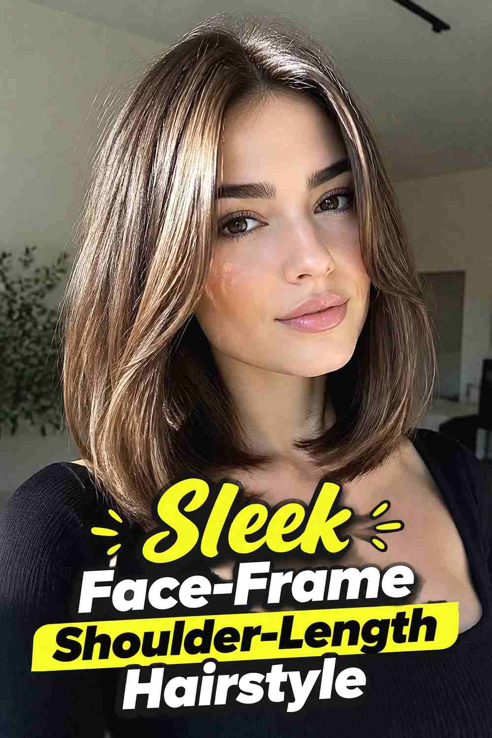 8. Sleek Face Frame Shoulder Length Hairstyle