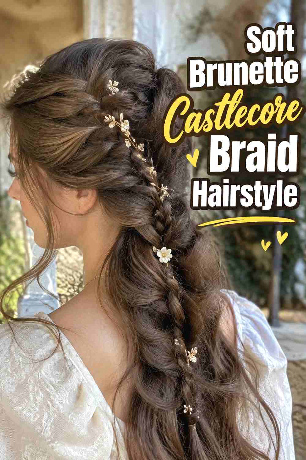 9. Soft Brunette Castlecore Braid Hairstyle