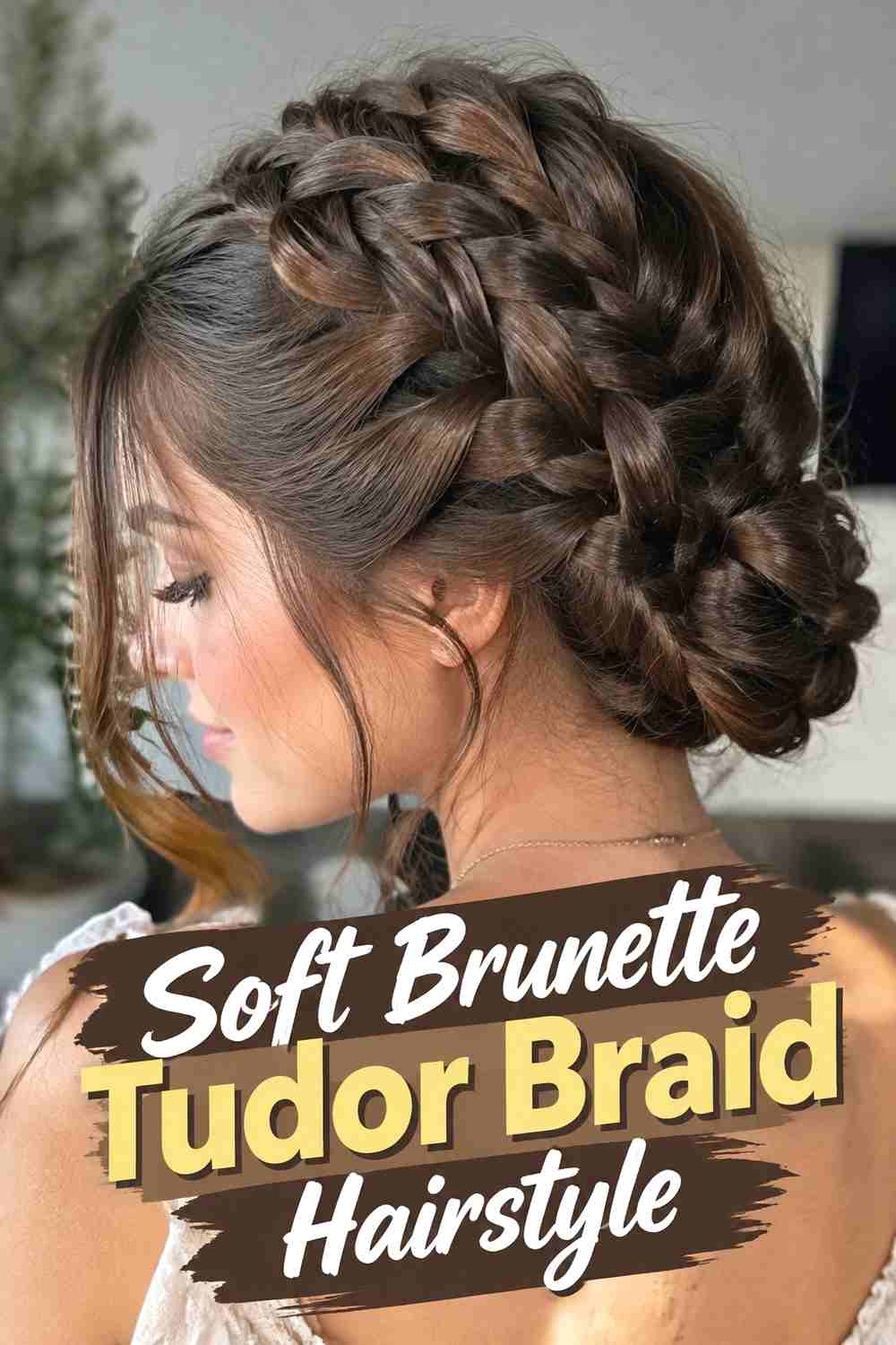 11. Soft Brunette Tudor Braid Hairstyle
