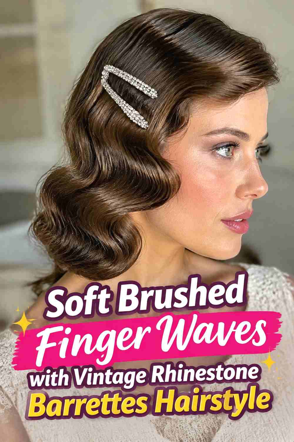 9. Soft Brushed Finger Waves With Vintage Rhinestone Barrettes Hairstyle