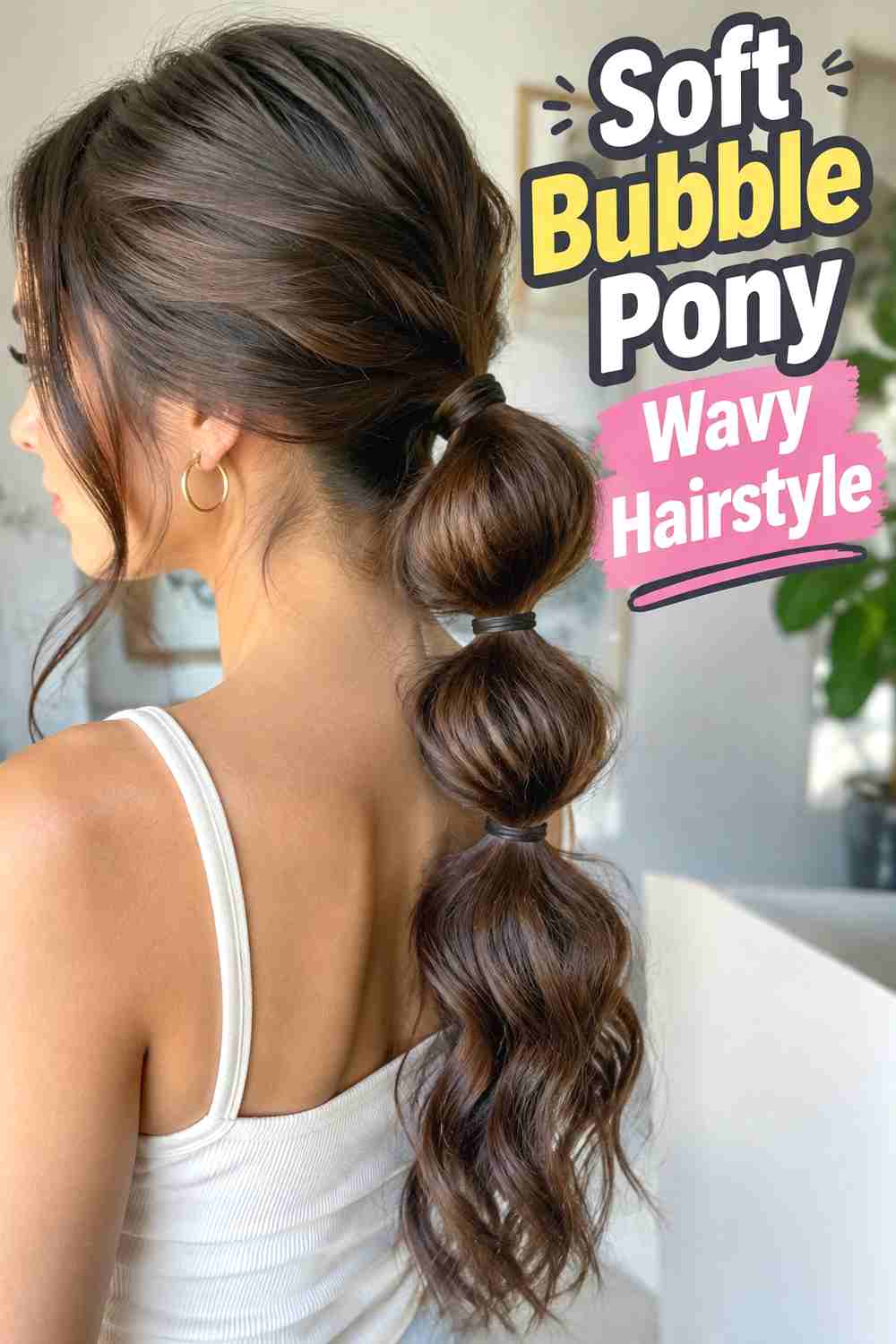 2. Soft Bubble Pony Wavy Hairstyle