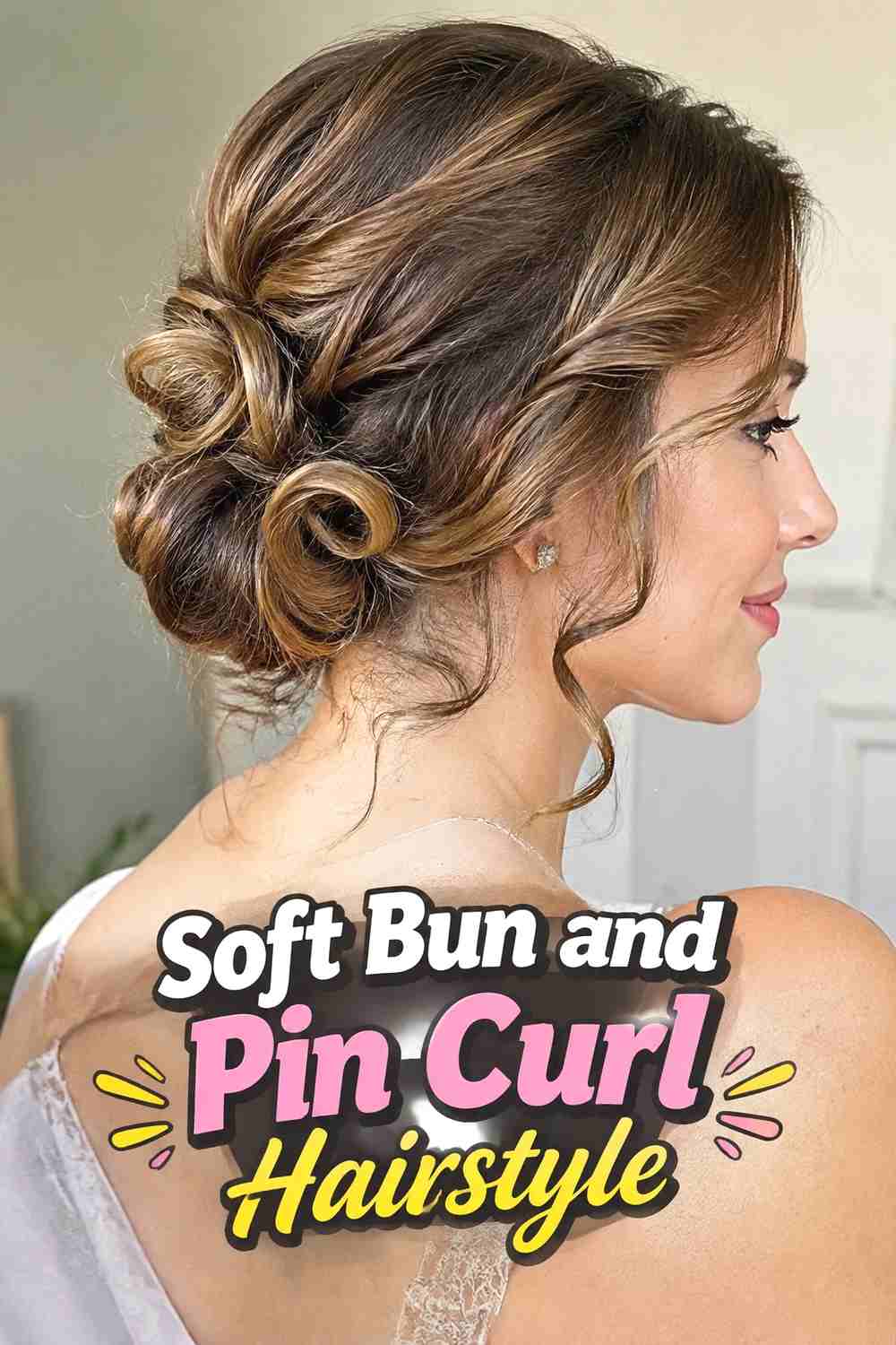 9. Soft Bun And Pin Curl Hairstyle