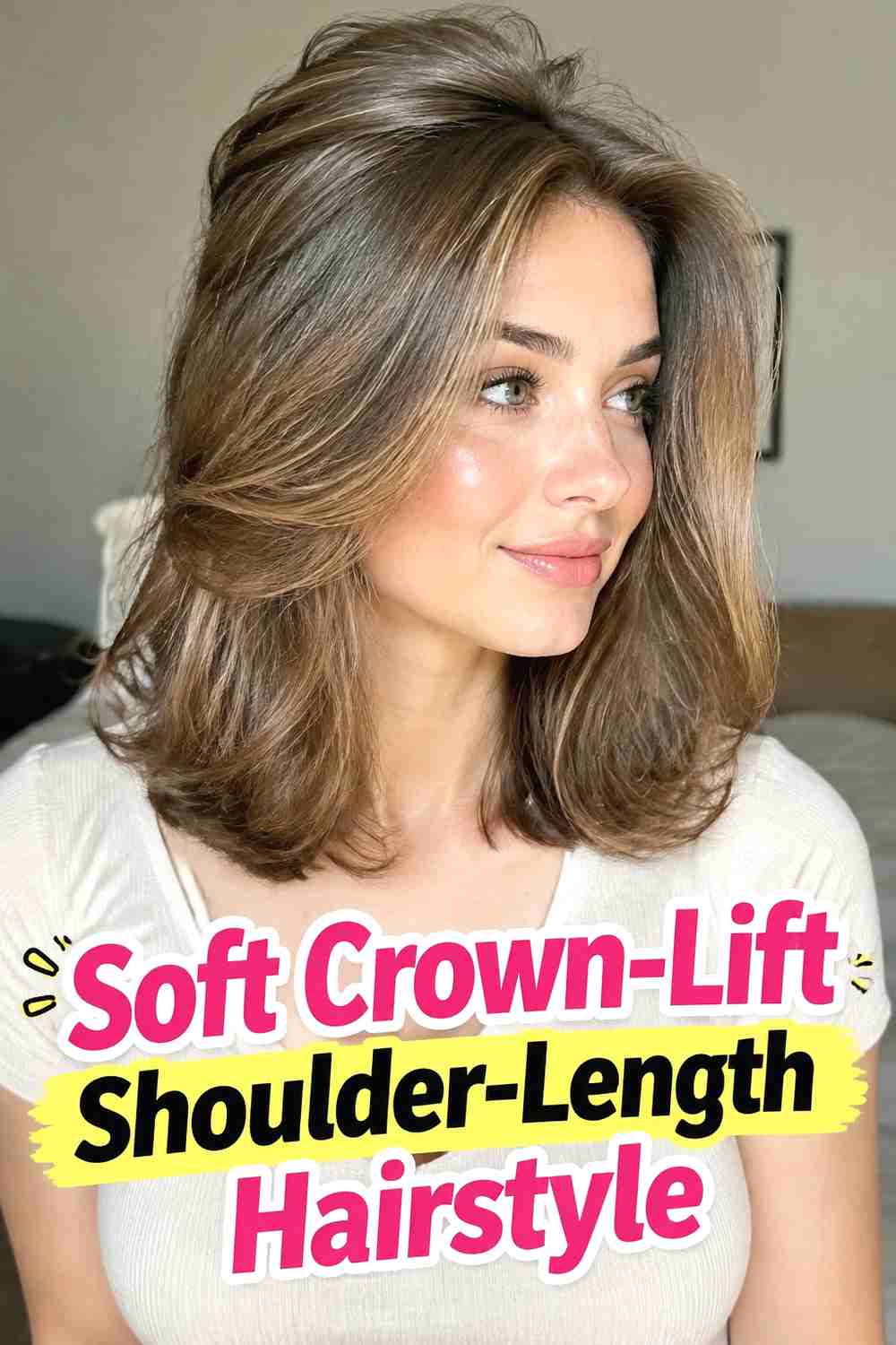 16. Soft Crown Lift Shoulder Length Hairstyle