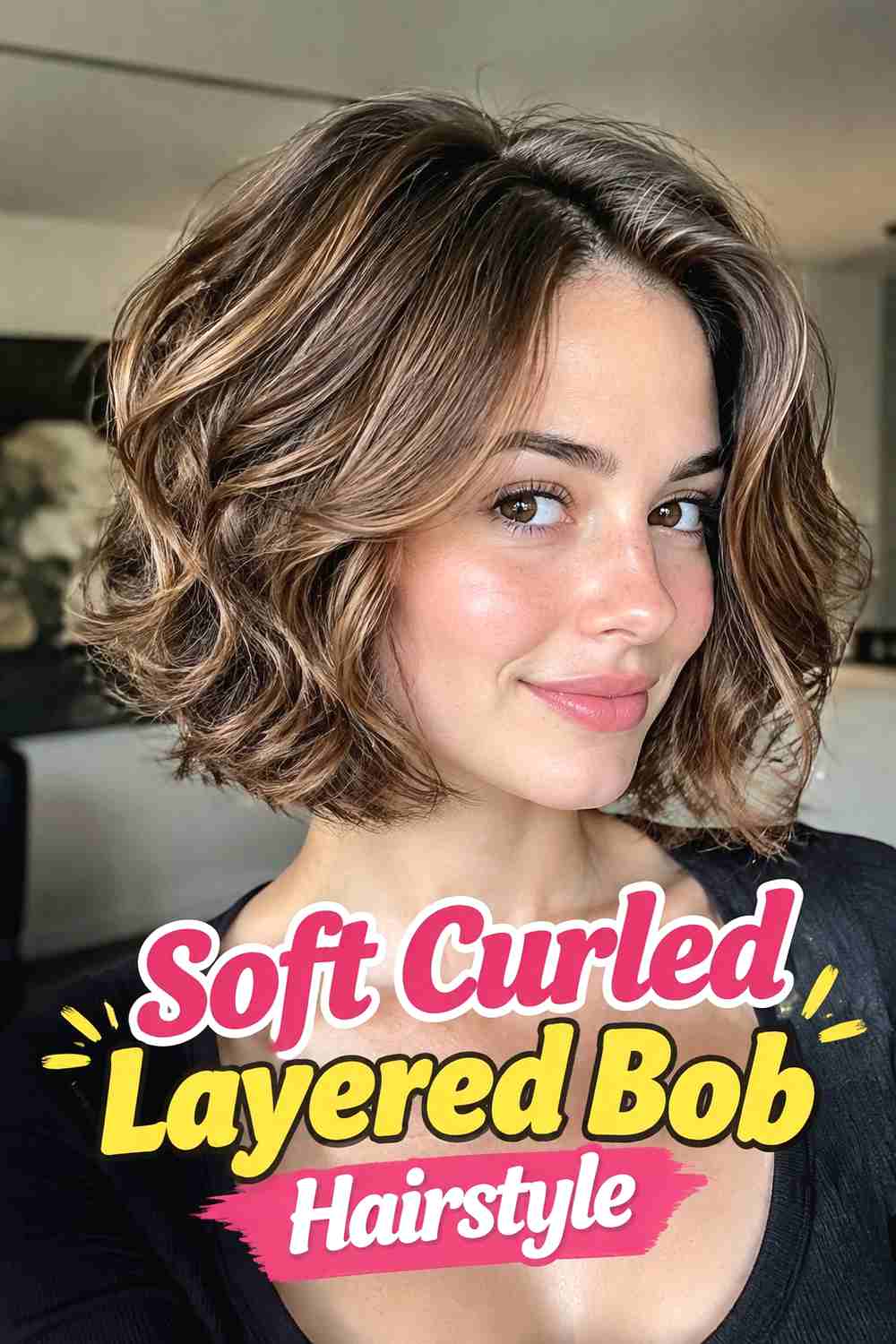 2. Soft Curled Layered Bob Hairstyle