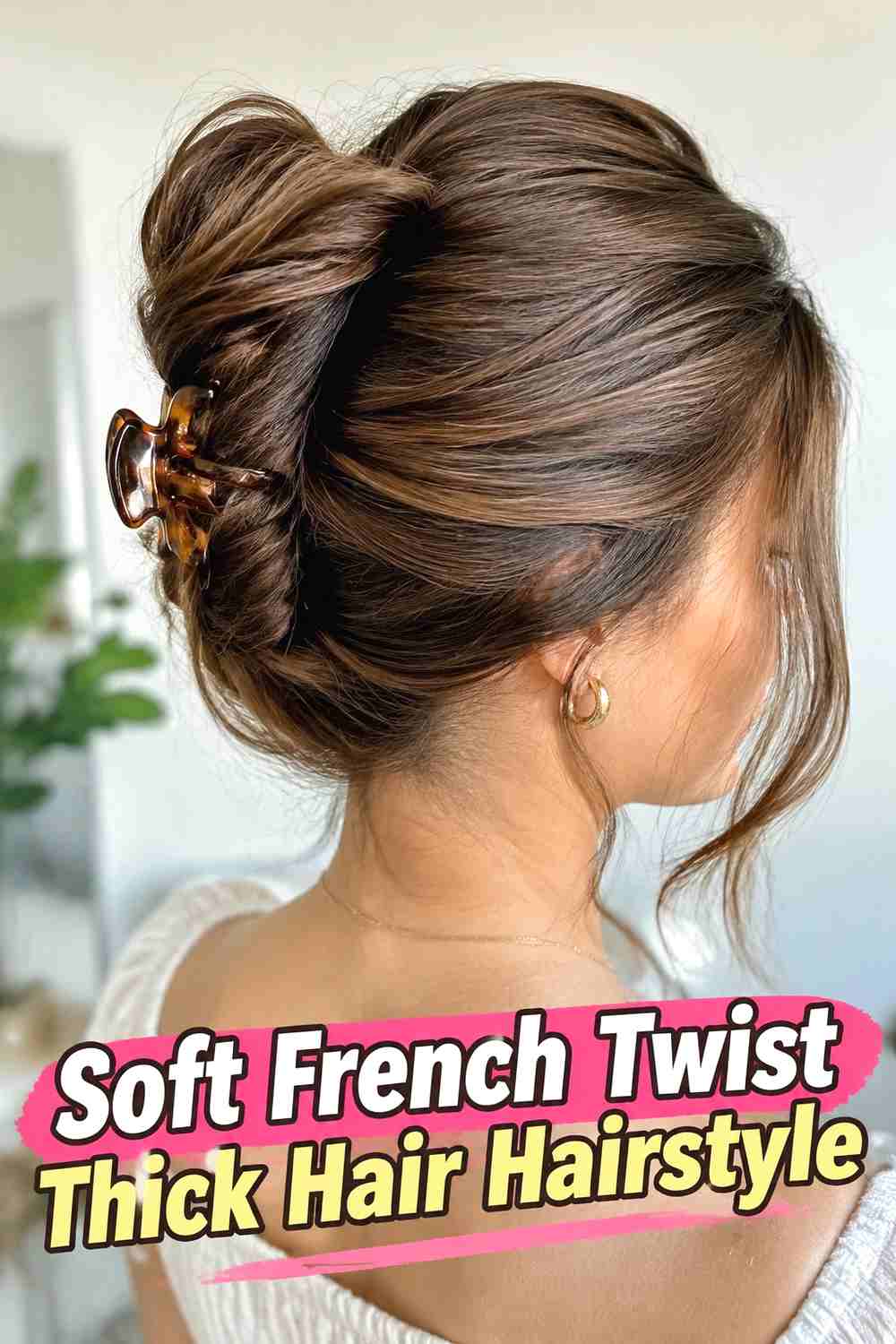 11. Soft French Twist Thick Hair Hairstyle