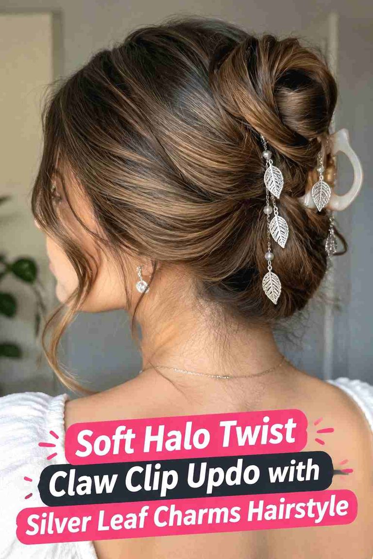 18 Twisted Claw Clip Updos with Silver Woodland Charms