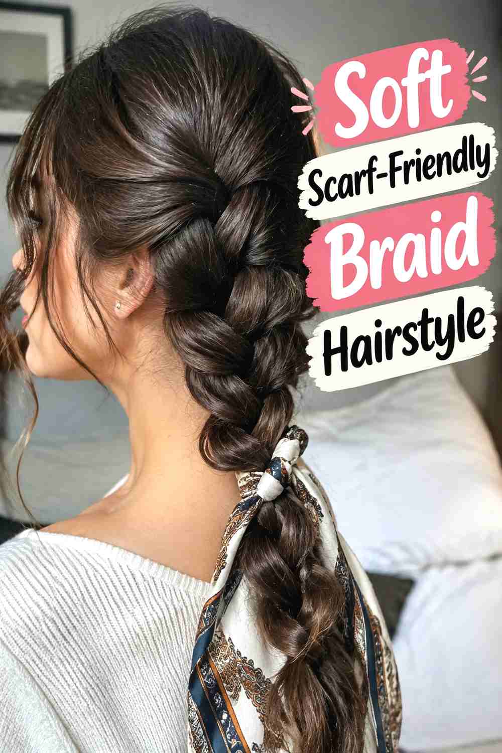 9. Soft Scarf Friendly Braid Hairstyle
