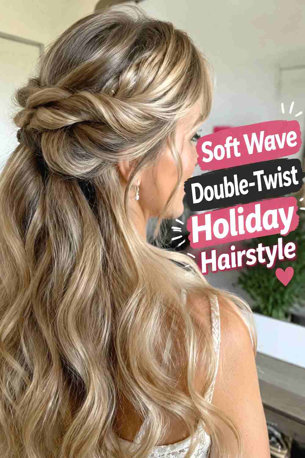 1. Soft Wave Double Twist Holiday Hairstyle