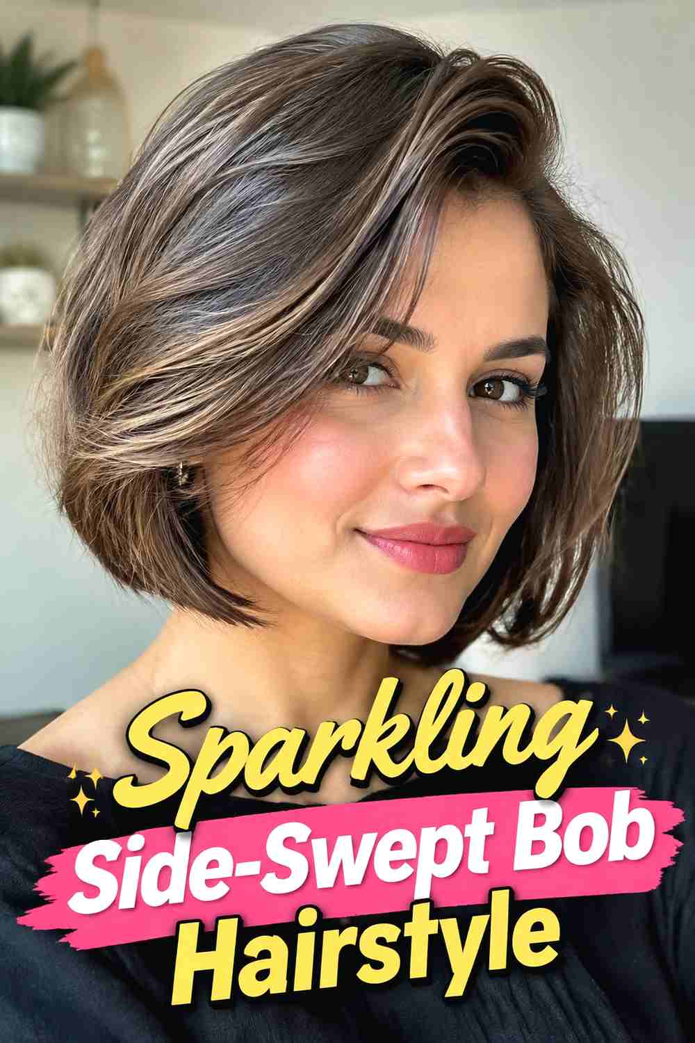 1. Sparkling Side Swept Bob Hairstyle