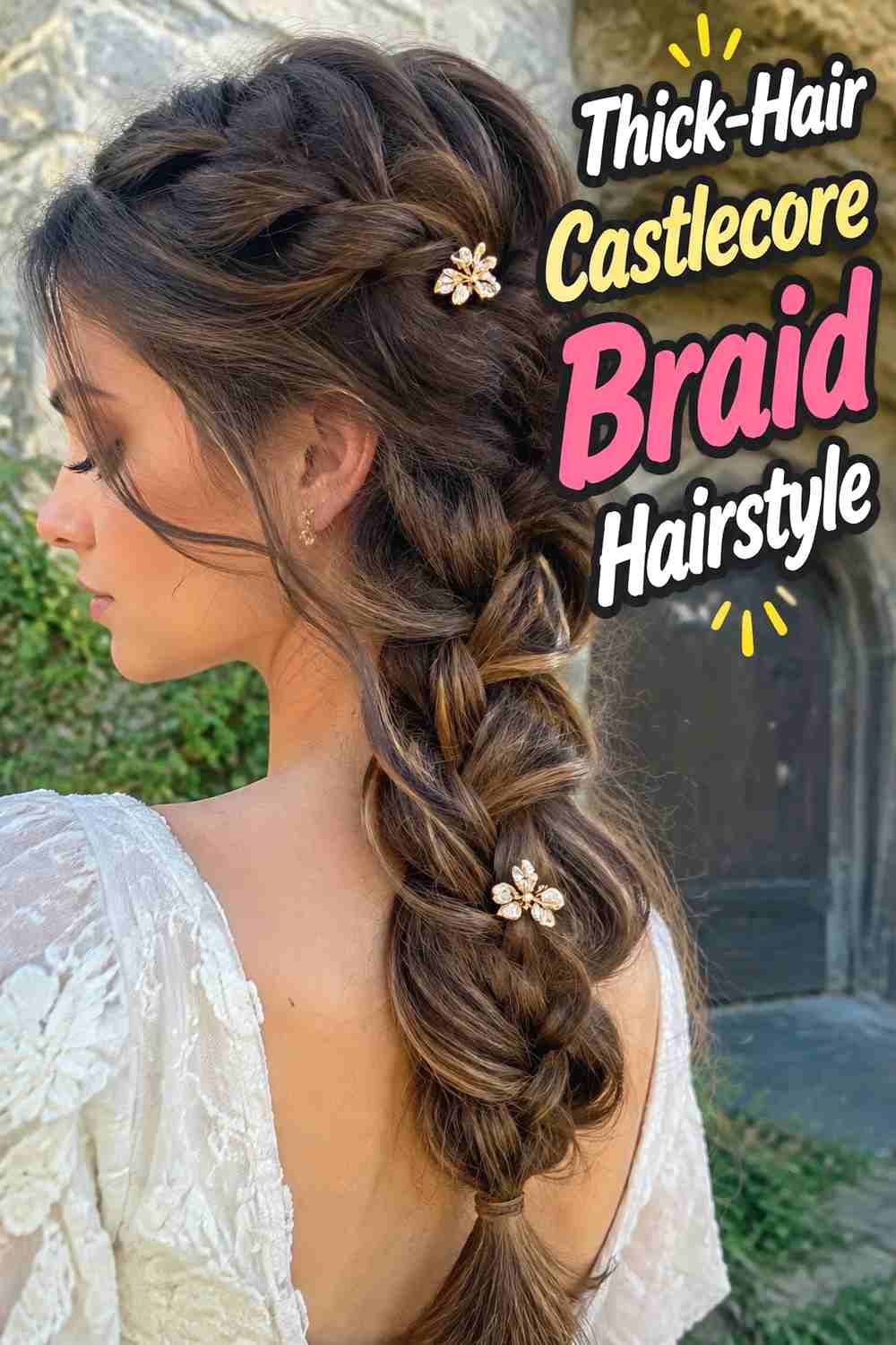 12. Thick Hair Castlecore Braid Hairstyle