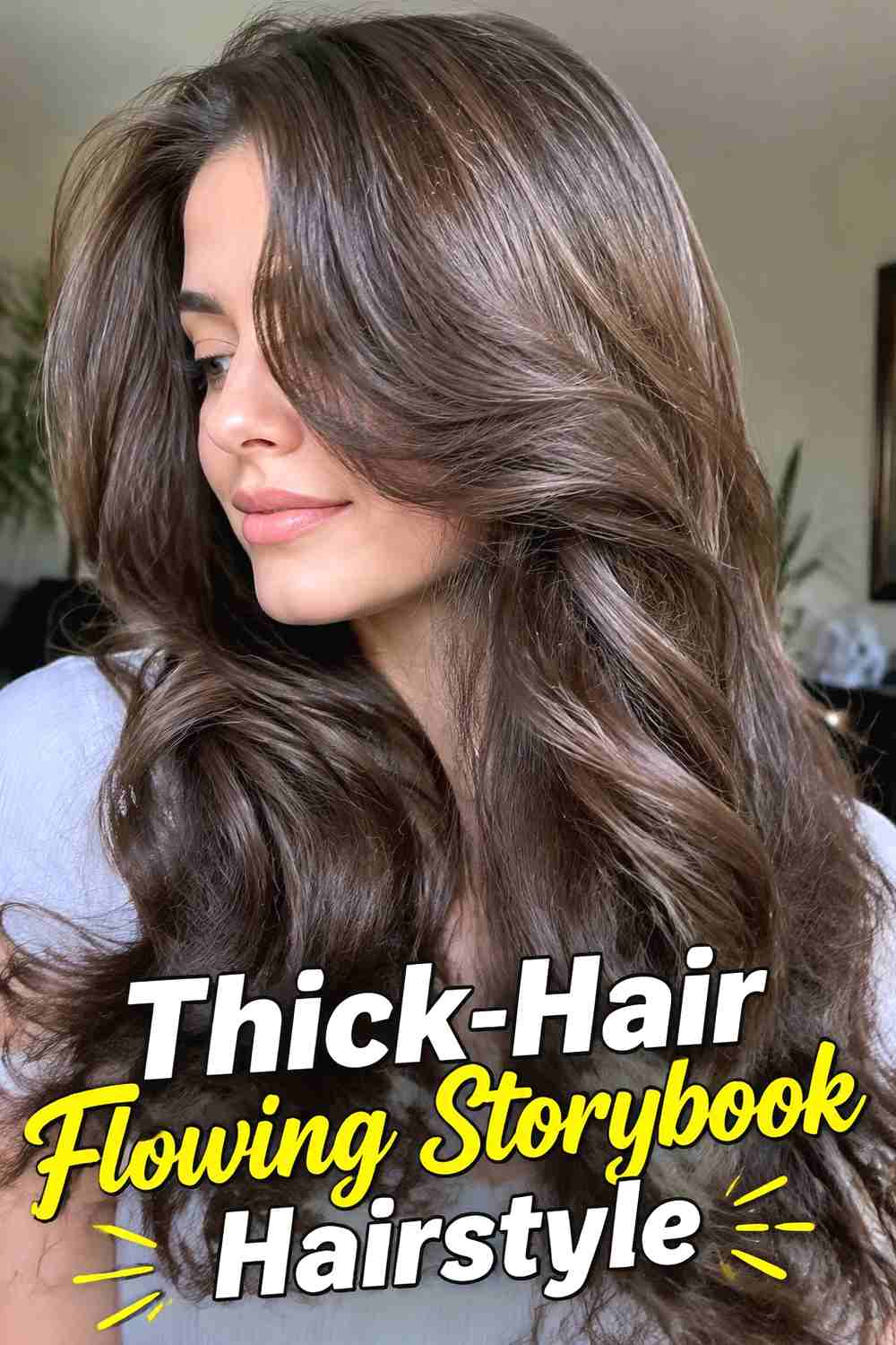 13. Thick Hair Flowing Storybook Hairstyle