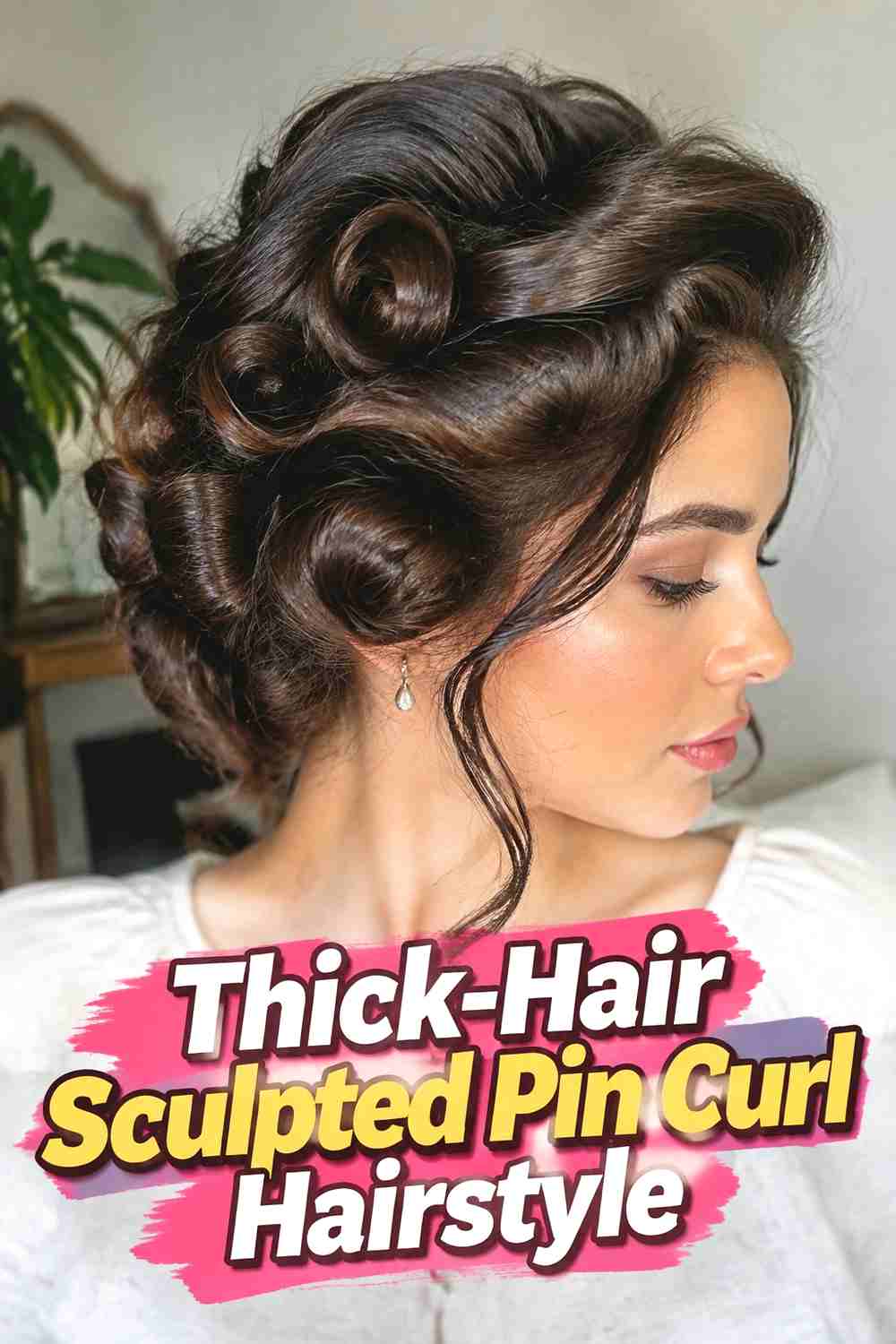 13. Thick Hair Sculpted Pin Curl Hairstyle