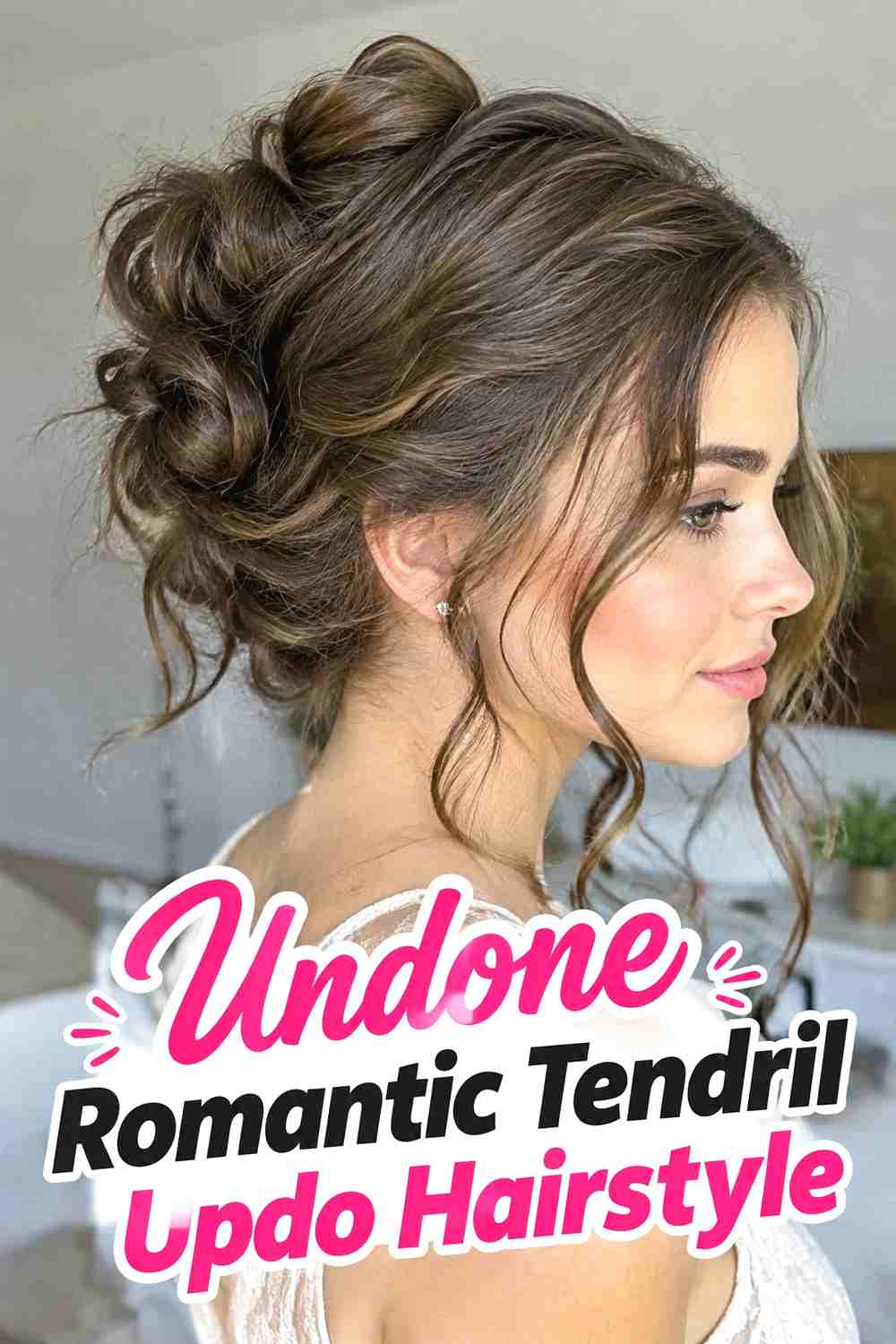 16. Undone Romantic Tendril Updo Hairstyle