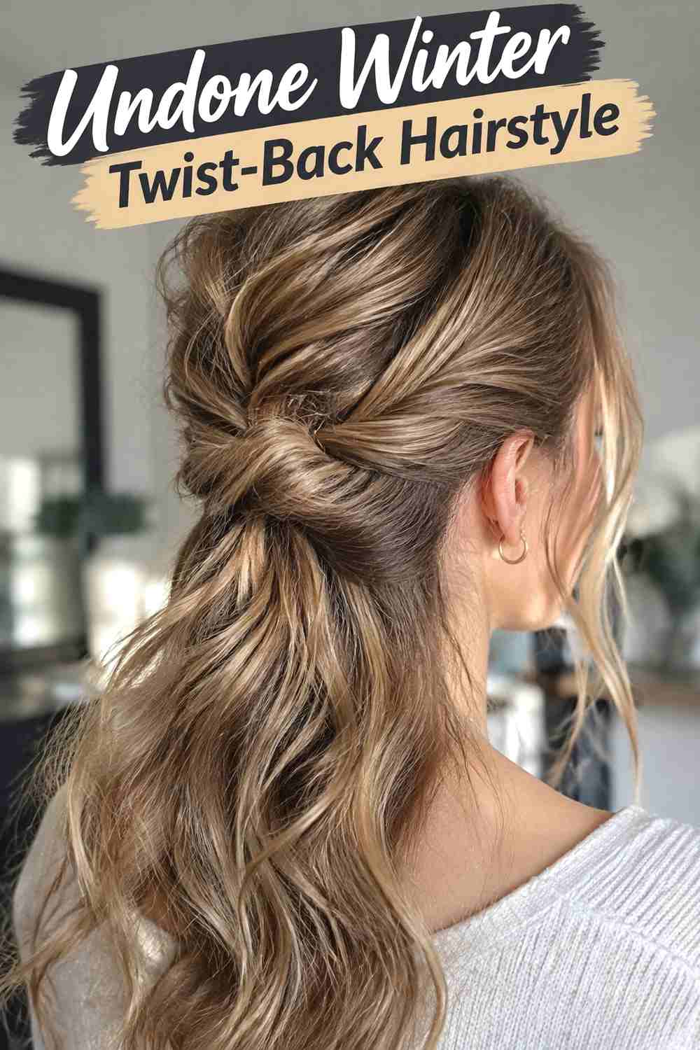 11. Undone Winter Twist Back Hairstyle