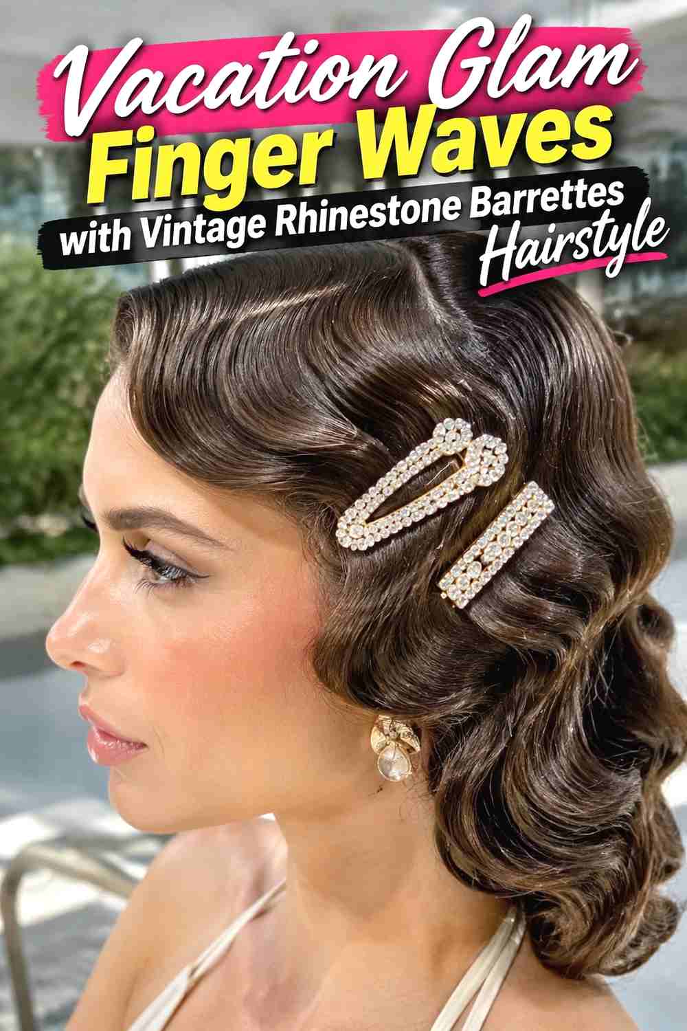 13. Vacation Glam Finger Waves With Vintage Rhinestone Barrettes Hairstyle