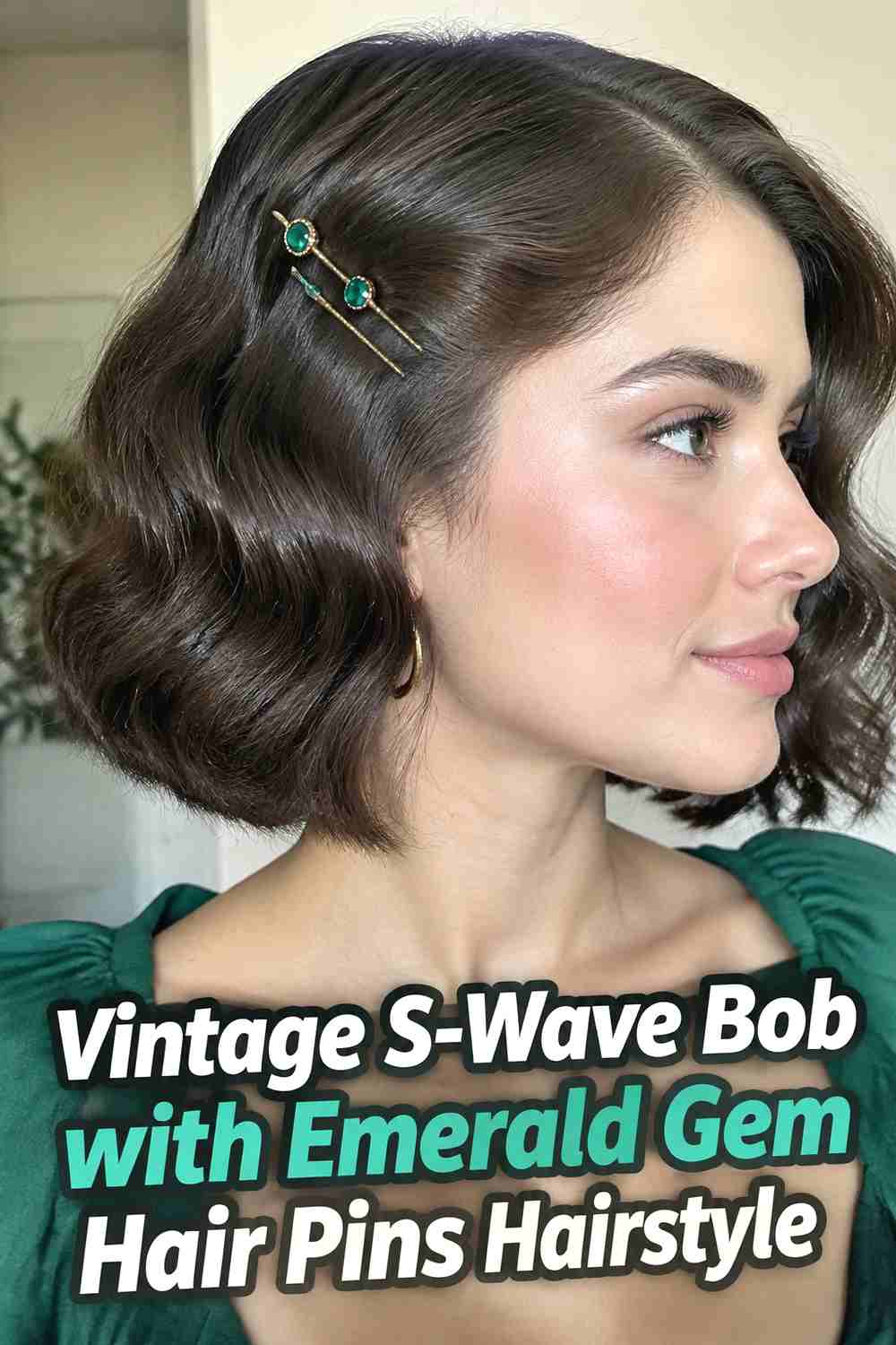 7. Vintage S Wave Bob With Emerald Gem Hair Pins Hairstyle