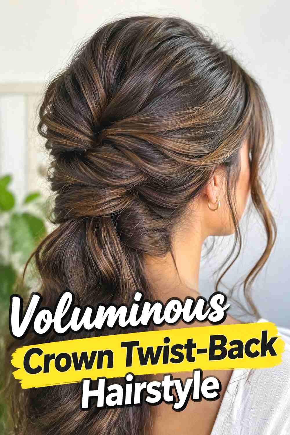 10. Voluminous Crown Twist Back Hairstyle