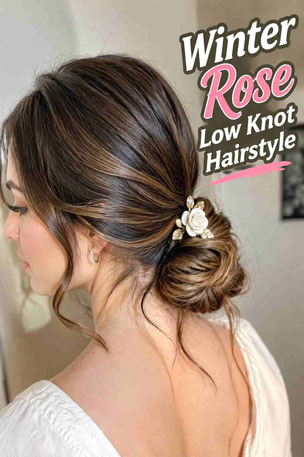 15. Winter Rose Low Knot Hairstyle