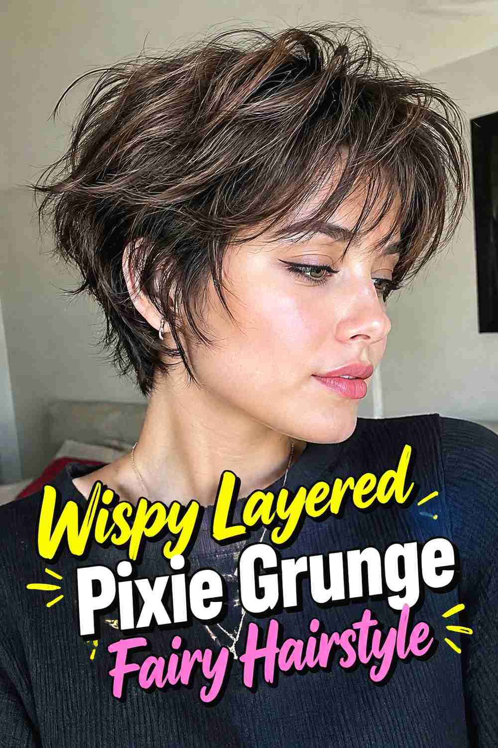 2. Wispy Layered Pixie Grunge Fairy Hairstyle